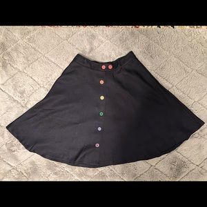 ModCloth navy blue rainbow button circle skirt